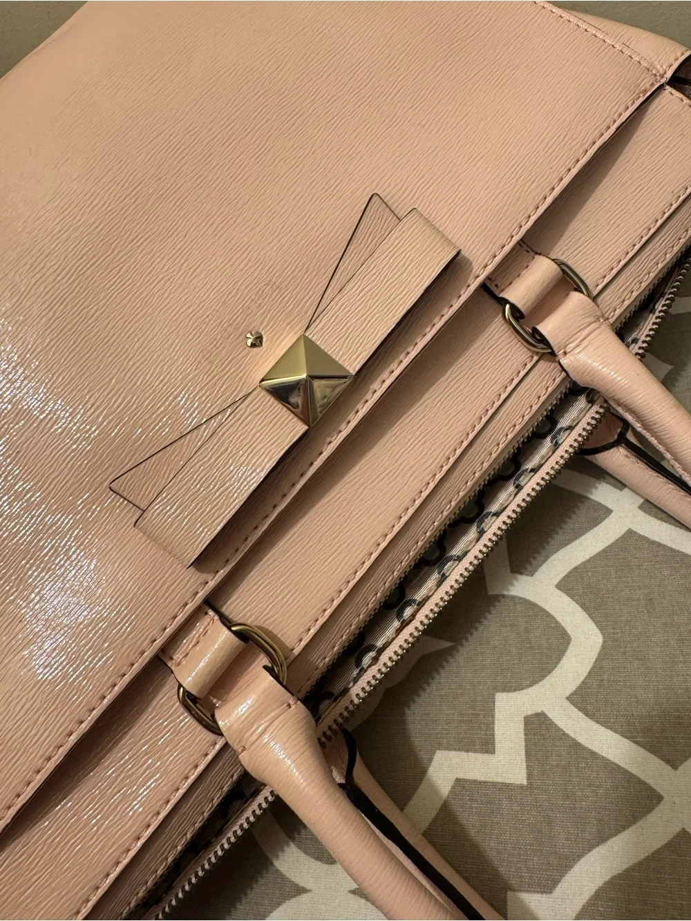 Kate Spade Beacon Court Jeanne Patent Satchel Bag - Blush Pink Bow (Like New)